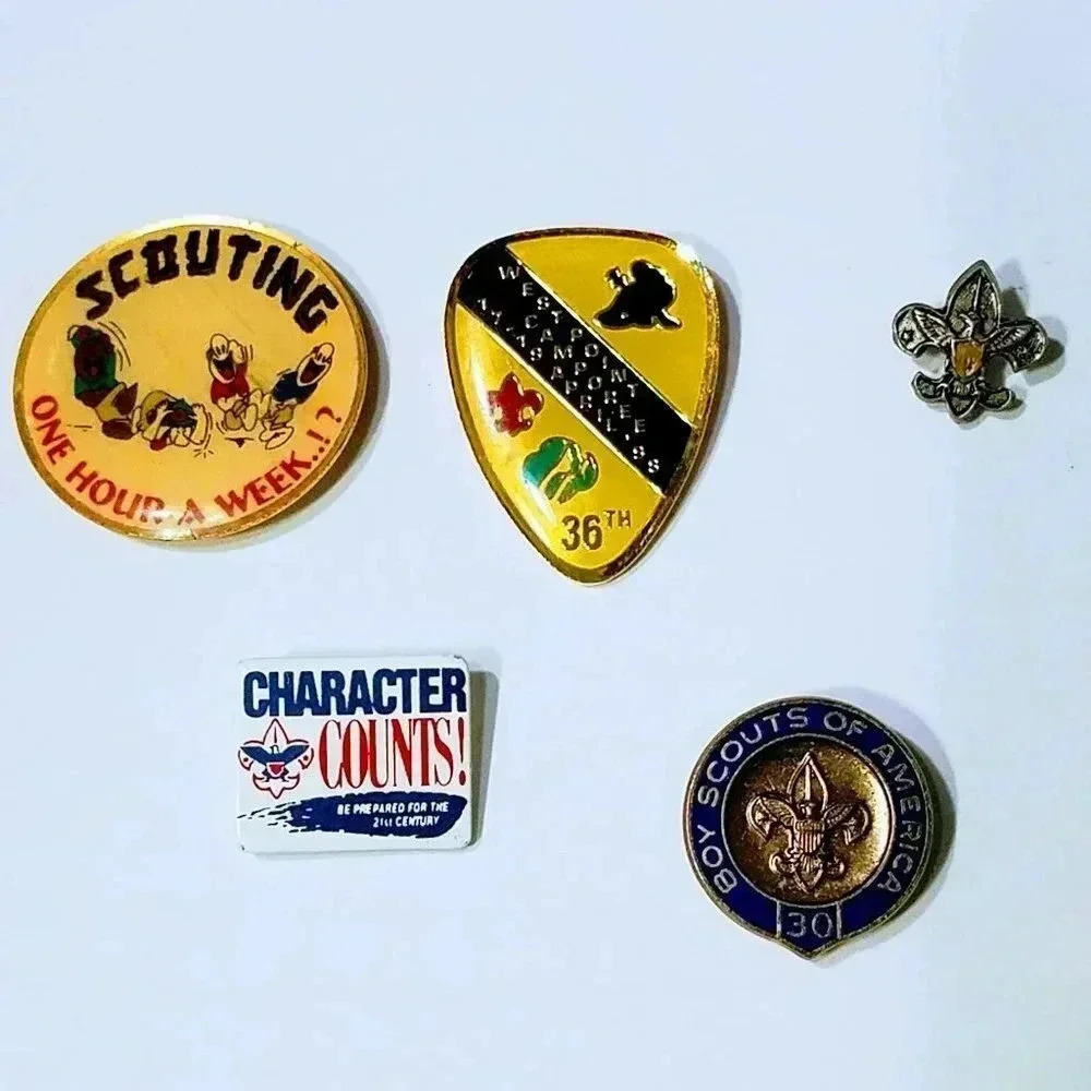 Boy Scouts Hat Lapel Pins Lot 5 Vintage 30 Year +